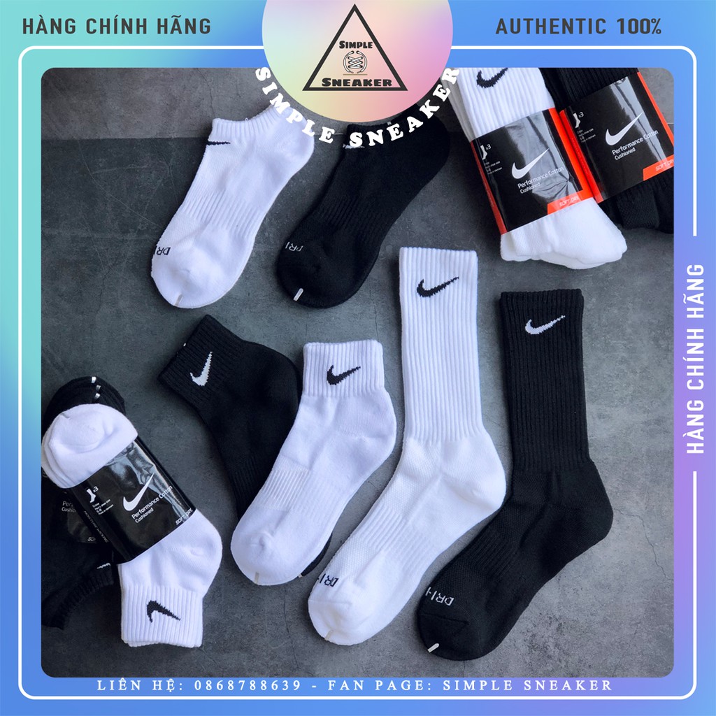 Tất Nike Cổ Thấp Dri-Fit 💙FREESHIP💙 Vớ Nike Unisex Chính Hãng - Chất Cotton Chơi Thể Thao Thấm Hút Mồ Hôi-Chống Hôi Chân