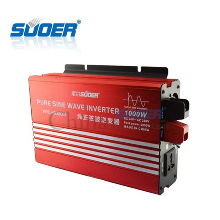 Bộ chuyển điện sin chuẩn 1000w từ 24v lên 220v hãng Suoer