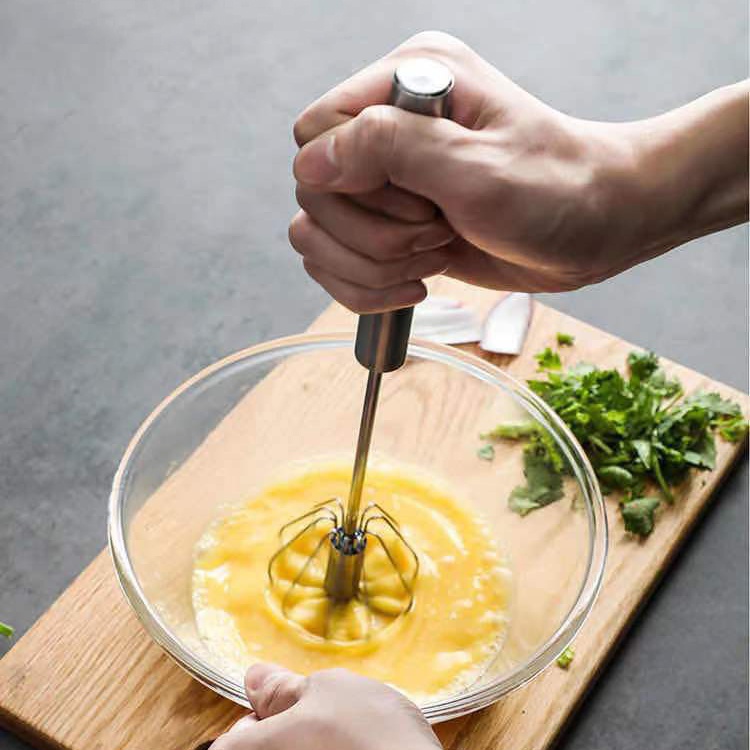 Cây đánh trứng, đánh cafe, khuấy bột có trực xoạy bán tự động, chất liệu thép không gỉ cao cấp 25cm