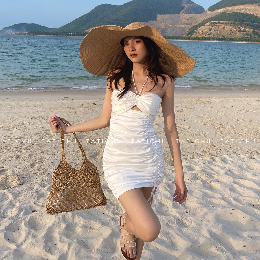 USHA DRESS - Đầm dây cột, body nhún 1 bên sườn, đầm cột dây sexy | BigBuy360 - bigbuy360.vn