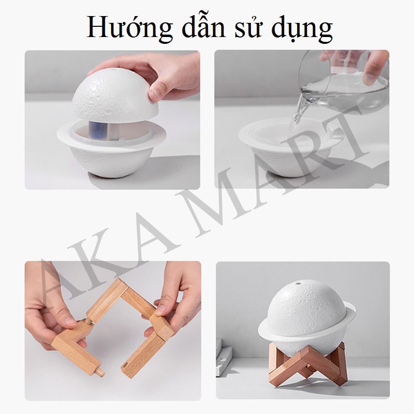 Máy phun sương mini tạo ẩm| Máy khuếch tán độ ẩm kết hợp làm đèn ngủ mặt trăng đẹp - AKA MART