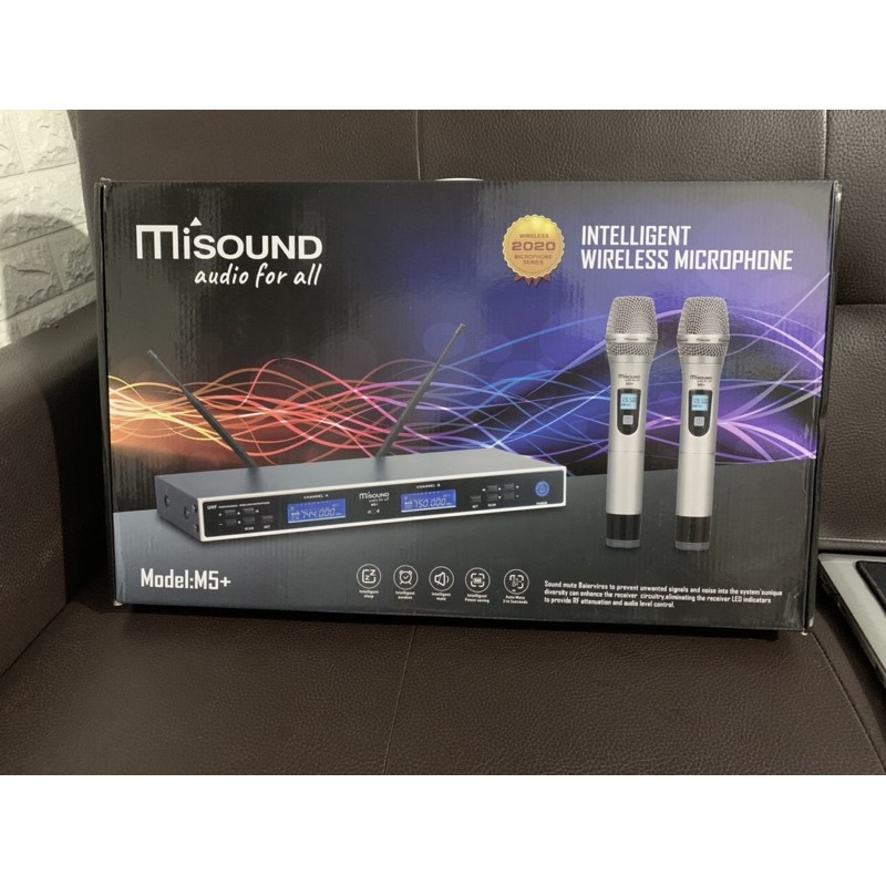 Micro không dây MISOUND M5+ với đầy đủ tính năng chống hú tự ngắt gia tốc rơi thiết kế hiện đại