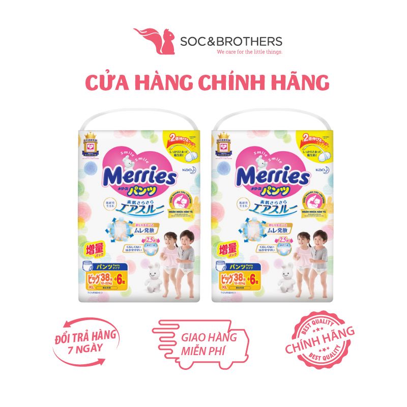 Bỉm quần Merries cộng miếng chính hãng XL 38 + 6