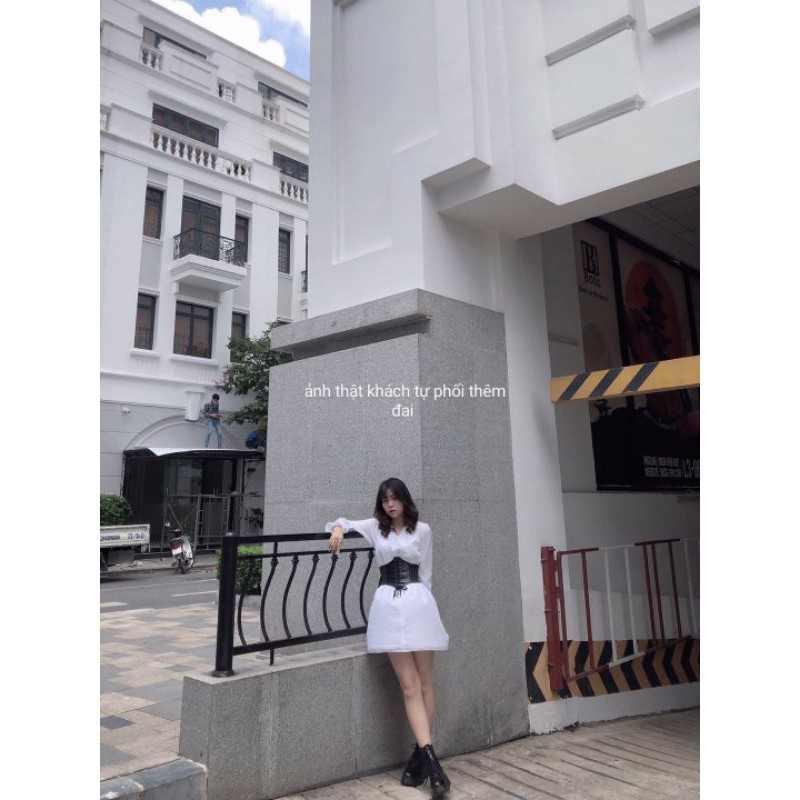 ] 🔥Đầm trắng xòe eo xếp li tay dài ulzzang cực phẩm