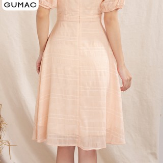 Đầm cổ V xếp bèo GUMAC DA1001