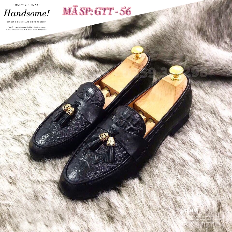 Giày Tây Nam GIÀY DA NAM công sở dập vân cá sấu - Đế cao su non cao 3cm - GTT 56