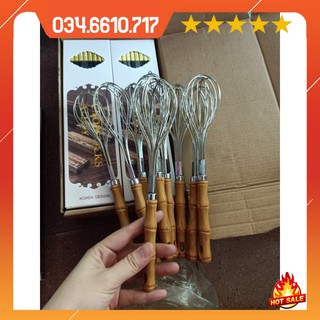 Dụng cụ đánh trứng cầm tay cán gỗ tiện dụng