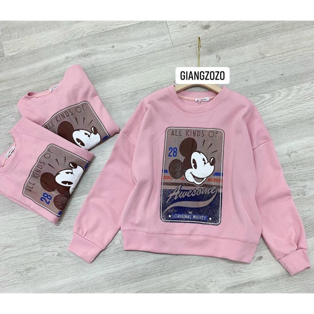 Áo nỉ hồng mickey