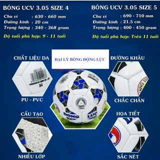 [Chính hãng] Quả Bóng đá Động Lực UCV 3.05 Size 5 chuyên nghiệp (Tặng kim+ túi lưới đựng bóng)