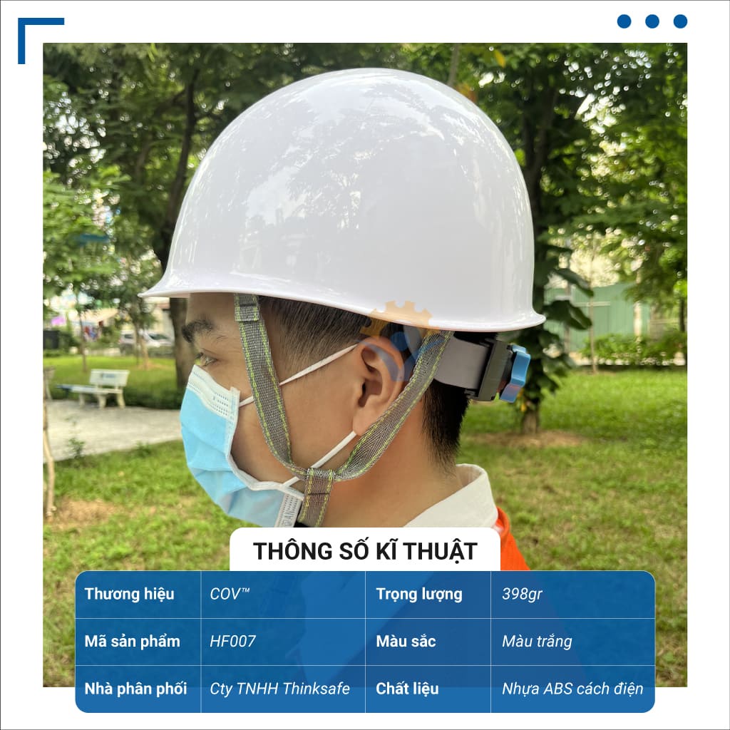 Nón bảo hộ  cao cấp COV Hàn Quốc, nón công trình bảo hộ nhựu ABS bảo vệ đầu, chống va đập đâm xuyên COV-HF-007