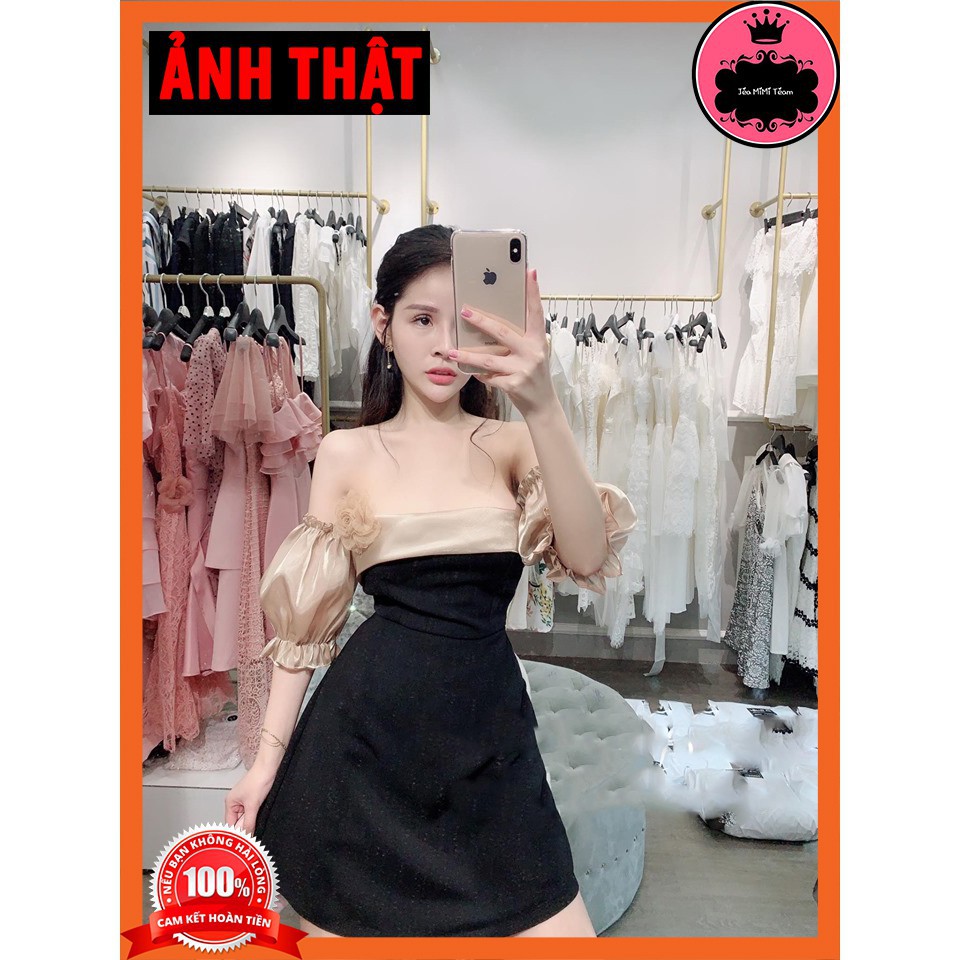 ĐẦM THUN NỮ SUÔNG - VÁY TRỄ VAI FREESIZE CÓ MÚT NGỰC VẢI TUYẾT MƯA PHỐI TƠ | BigBuy360 - bigbuy360.vn