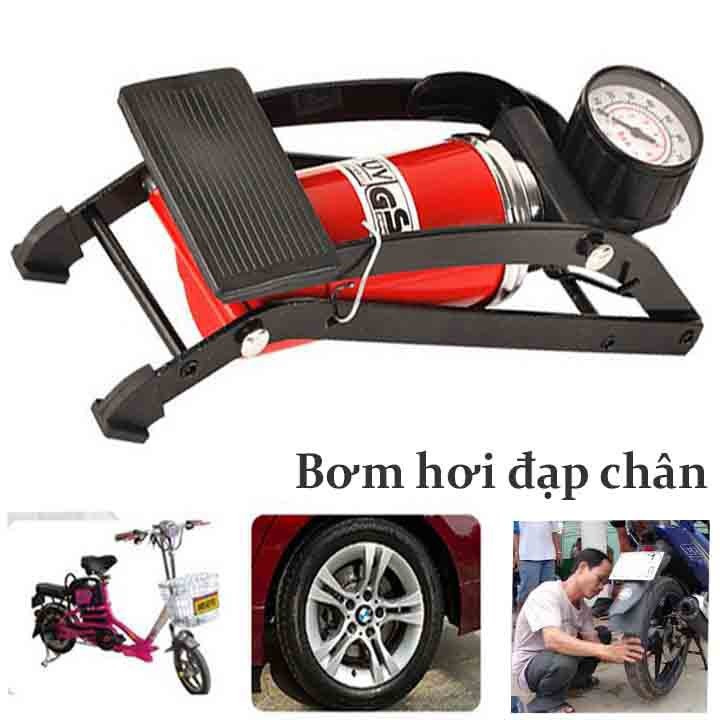 Bơm Đạp Chân Mini Xe Đạp - Bơm Hơi Xe Máy Oto Gia Đình