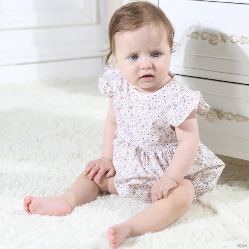 Áo liền quần tay cánh tiên họa tiết hoa xinh xắn cho bé gái 0-24 tháng