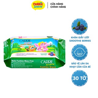 Khăn Giấy Ướt Carrie Junior Funtime Smoothie Berries 30 tờ/ gói