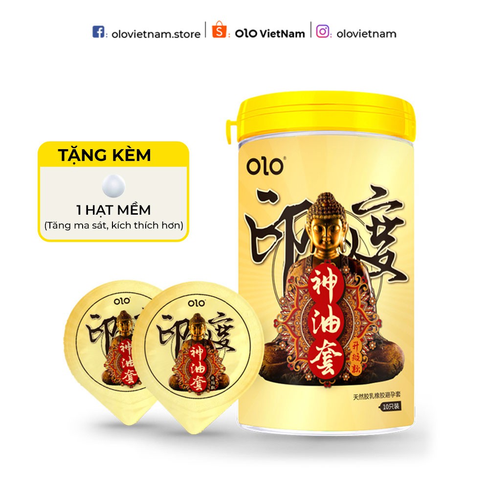 Bao cao su OLO dầu Ấn Độ vàng siêu mỏng 0.01mm kéo dài thời gian