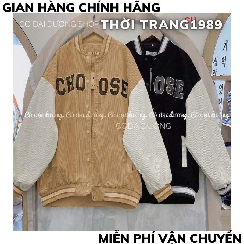 Áo khoác nhung tăm in chữ CHOOSE ,áo khoác bomber thể thao nam nữ unisex ulzzang hàn quốc XƯỞNG MAY TC2