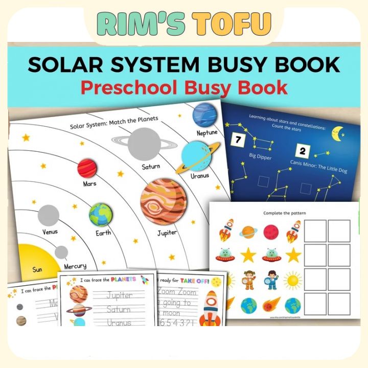Bộ học liệu montessori hệ mặt trời 20 trang - Học liệu bóc dán cho bé từ 18 tháng - Đồ chơi giáo dục sớm Montessori