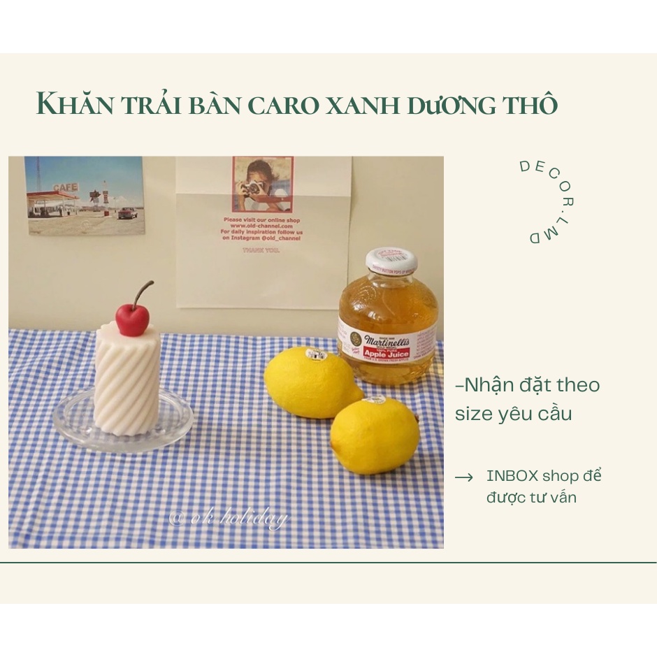 Khăn trải bàn kẻ caro màu xanh dương,khăn picnic, khăn nền chụp ảnh sản phẩm