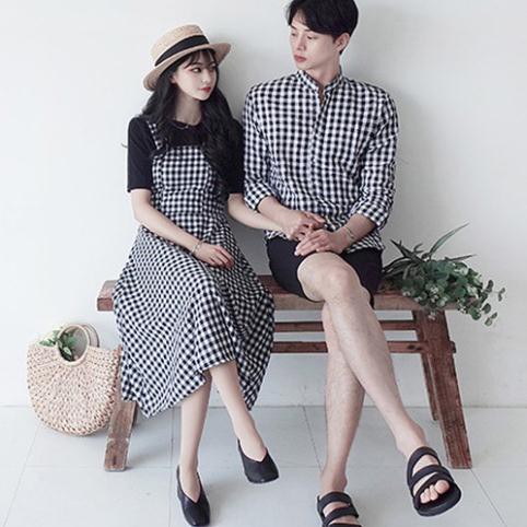 ÁO ĐÔI - Set áo váy sơ mi đôi caro nam nữ cao cấp chất đẹp -HQCOUPLE- AV41 (có ảnh thật)