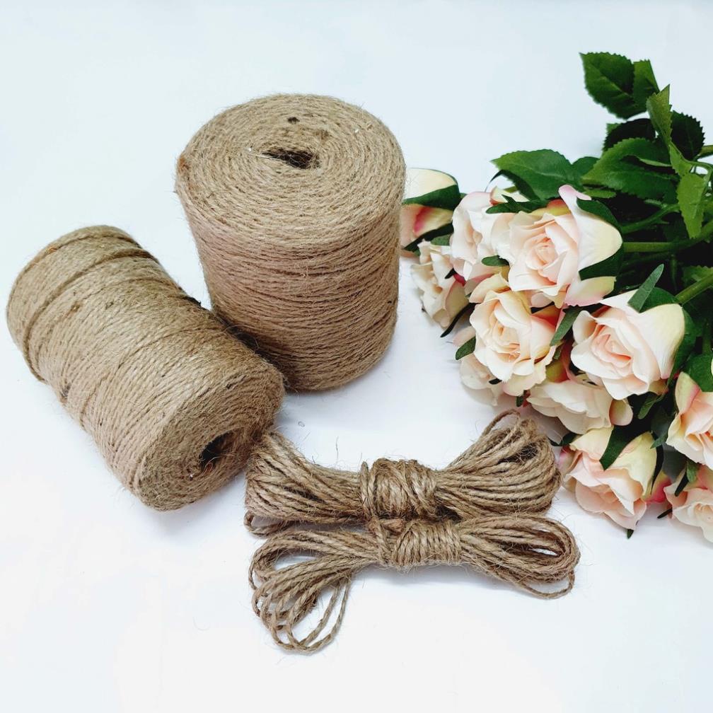 Dây thừng buộc Lọ hoa thủy tinh - Bình gốm sứ trang trí treo ảnh thắt nơ màu nâu nhạt 2 mm