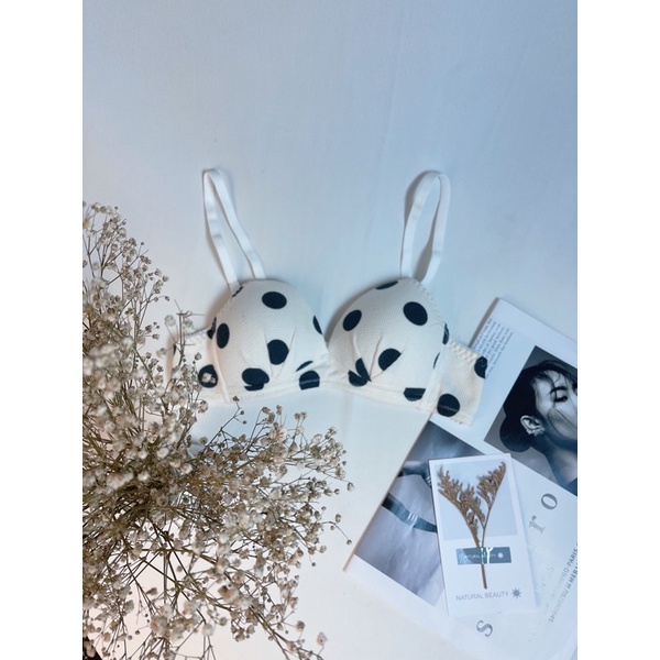 Bộ đồ lót cotton chấm bi to áo bralette