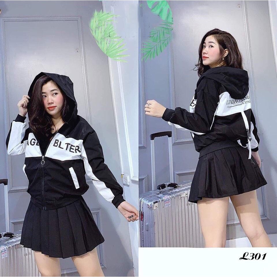 [R04] Áo khoác nữ dù thêu hoa không nón sọc bo xinh xinh - M228 | BigBuy360 - bigbuy360.vn