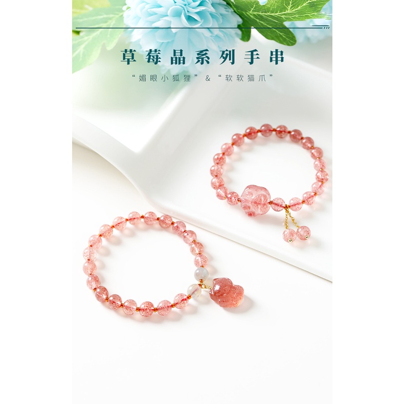 [Hàng Mới Về] Vòng Tay Mặt Hình Móng Vuốt Mèo Đính Đá Pha Lê Hồng Thiết Kế Thời Trang Cho Nữ