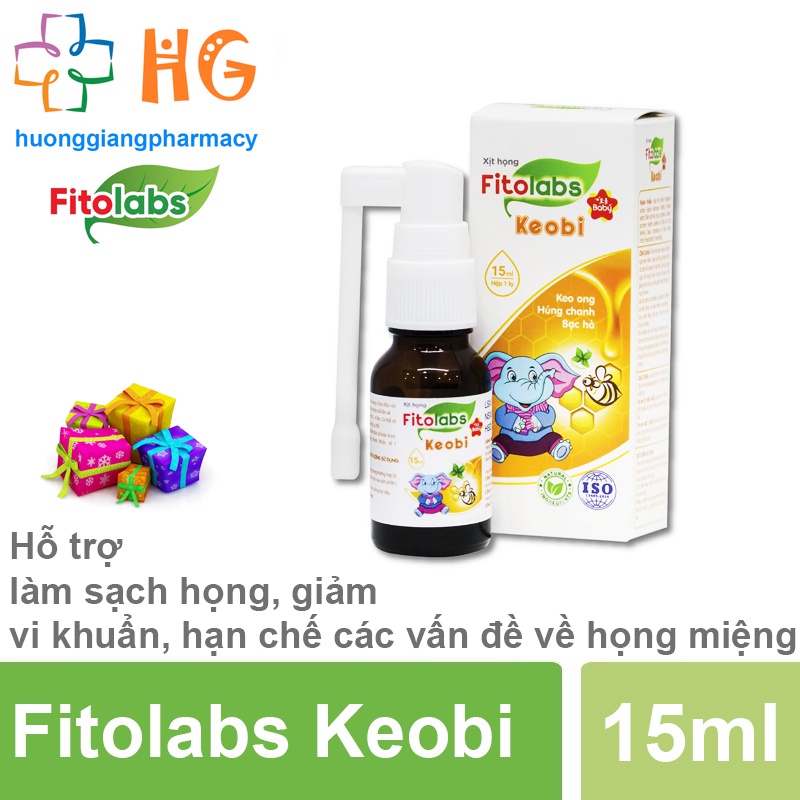Xịt họng keo ong Fitolabs Keobi xịt miệng cho bé giúp làm sạch giảm vi khuẩn dịu mát họng hô hấp khỏe Lọ 15ml