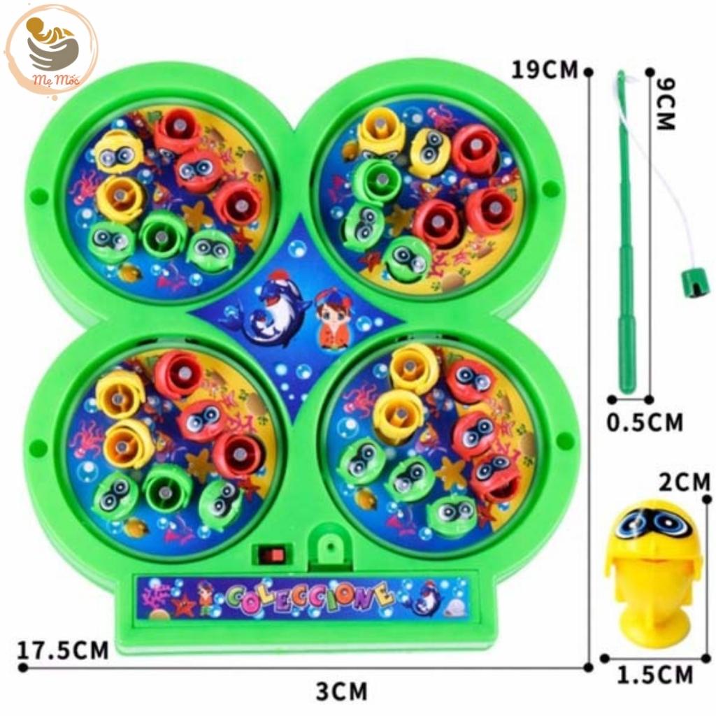 Đồ Chơi Câu Cá Nam Châm 4 Hồ 4 Cần Có Nhạc Vui Tai Chạy Pin AA Xoay 360 Độ Chất Liệu Nhựa An Toàn Shop Mẹ Mốc