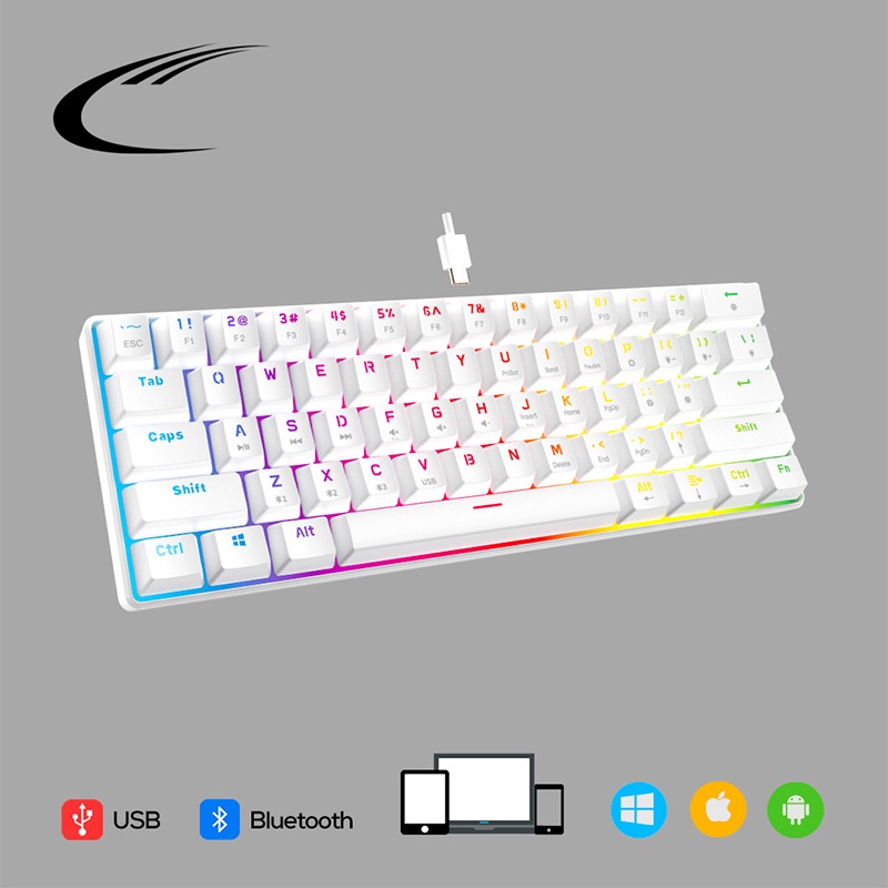 Bàn phím cơ không dây bluetooth pin sạc phím blue switch cho máy tính pc laptop, điện thoại, máy tính bảng windows, ios.
