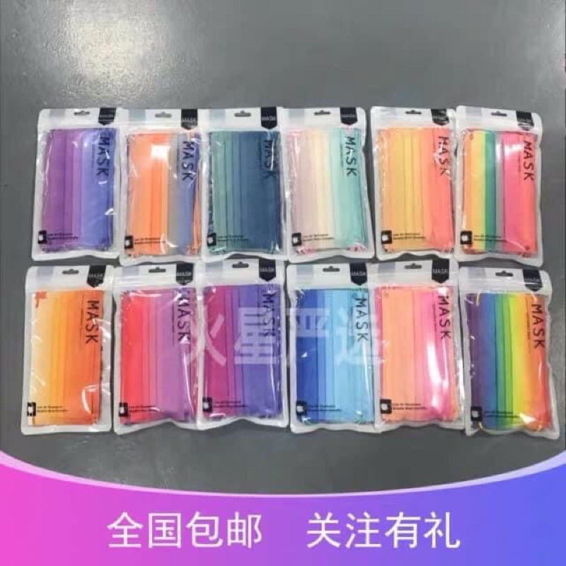 Khẩu trang 3 lớp pastel màu ombre dễ thương | BigBuy360 - bigbuy360.vn