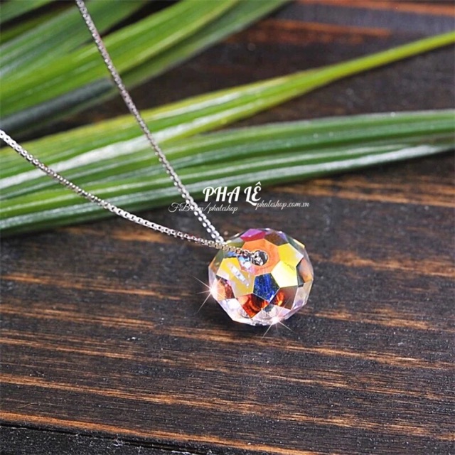 Dây Chuyền Bạc S925 Thiết Kế Với Pha Lê Swarovski Tròn Dẹp