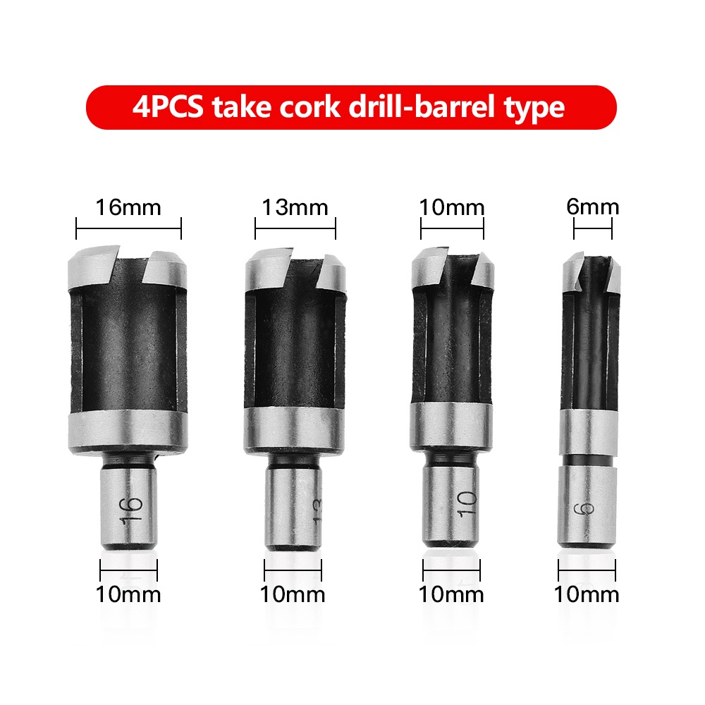 Bộ 4 mũi khoan EKEZ lấy nút gỗ/ khoan rút lõi 5/8&quot; 1/2&quot; 3/8&quot; 1/4&quot;