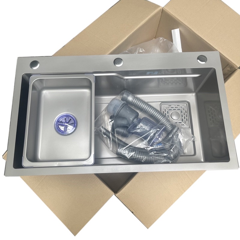 Chậu rửa chén 1 hố Nano78x46cm màu xám