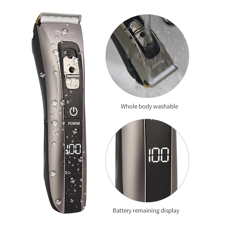Tông Đơ Cắt Tóc Chuyên Nghiệp Surker 629 - Màn Hỉnh Hiển Thị Pin LCD - Công Nghệ Sạc Nhanh - Pin Siêu Khỏe ( 250 PHÚT )
