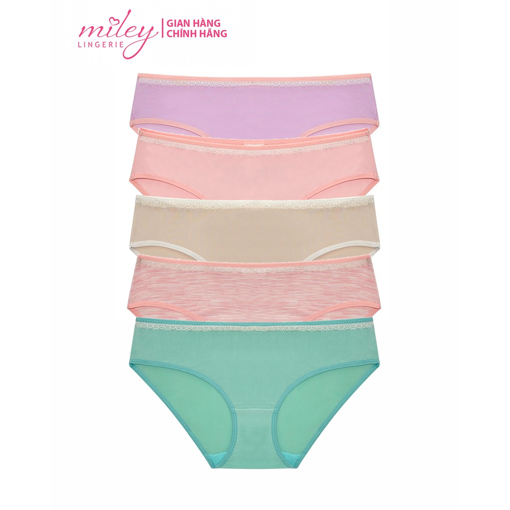 Combo 5 Quần Lót Thun Lạnh Trơn Viền Ren Miley Lingerie BMS Màu Ngẫu Nhiên