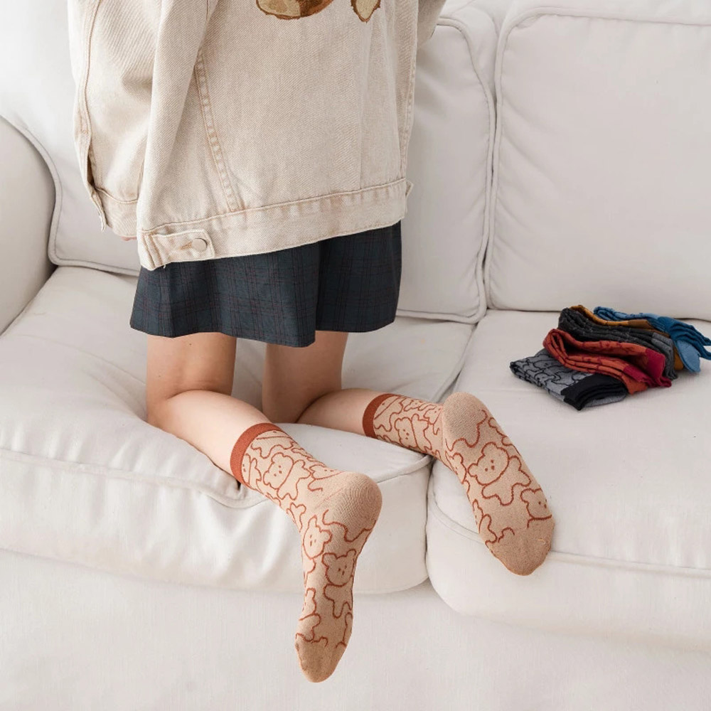 Tất Cotton In Hình Gấu Hoạt Hình Nhiều Màu Đáng Yêu Cho Nữ