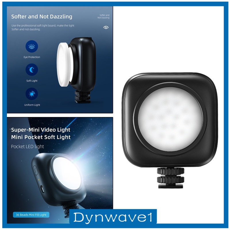 [DYNWAVE1] Mini Soft Video Fill Light Rechargeable for Vlog Selfie Girl SLR 36LED Black