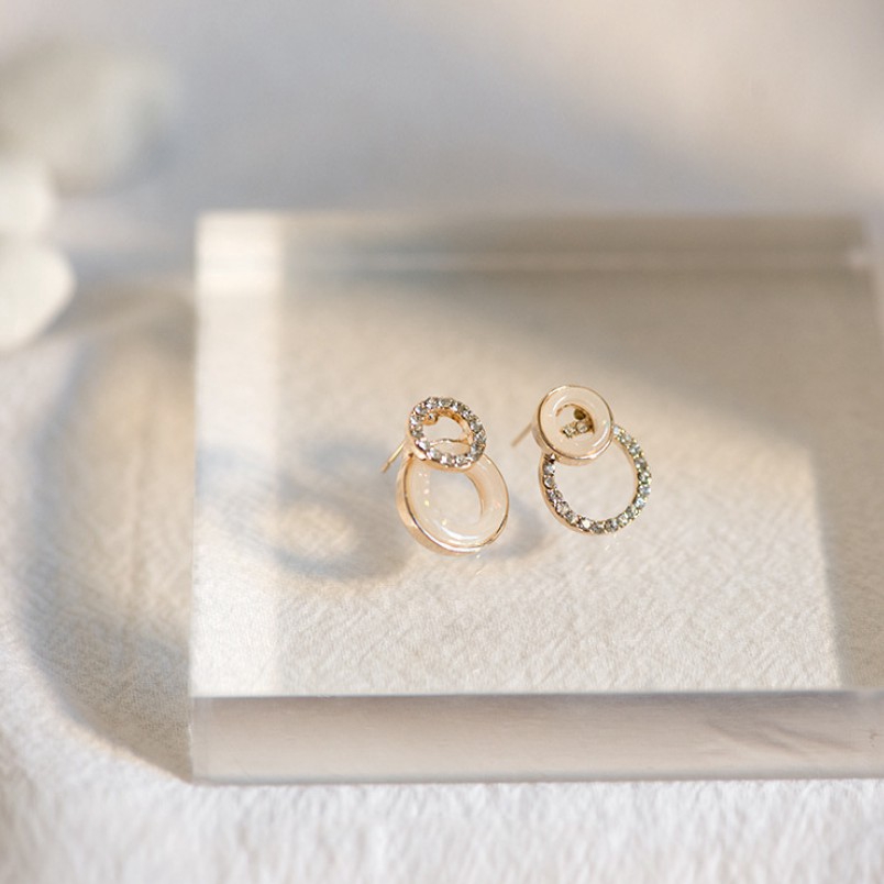 Khuyên Tai Bất Đối Xứng Đính Đá Zircon Sang Trọng / Bông Tai