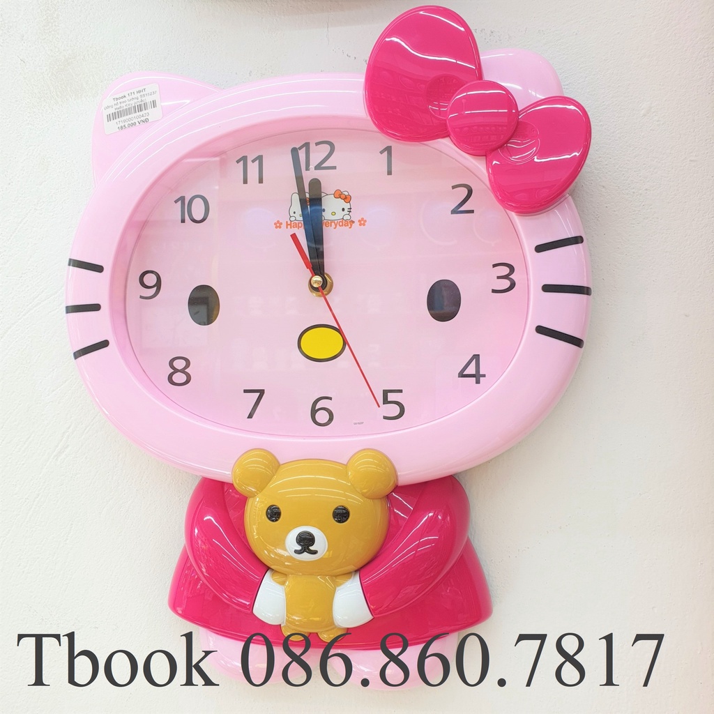 Đồng hồ treo tường Hello kitty màu hồng cho bé SS15237