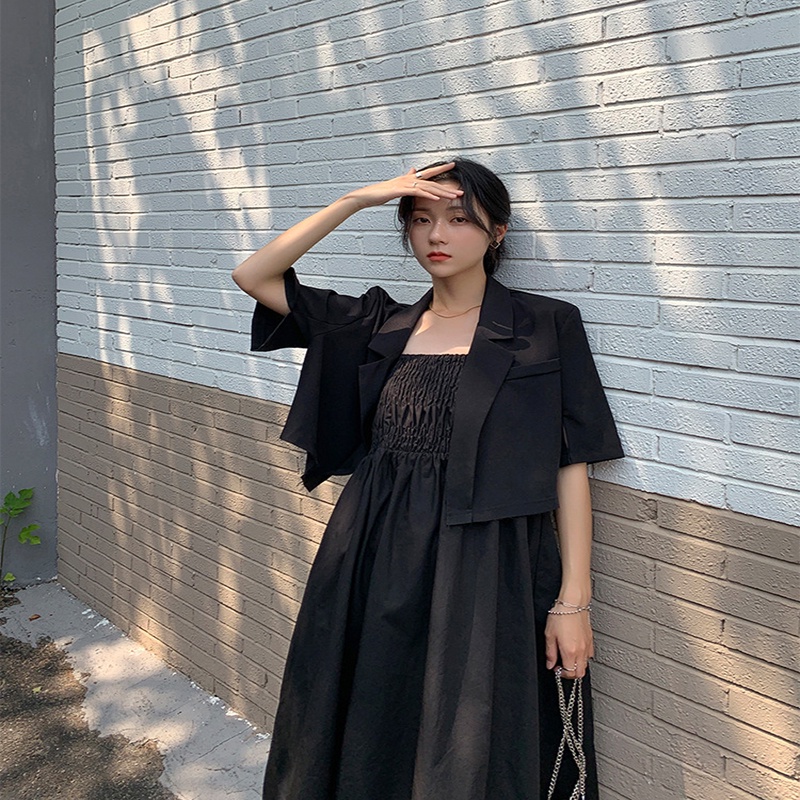 Áo Blazer Ngắn Tay Cổ Vest Dáng Croptop Phong Cách Trẻ Trung Thời Trang Sugal AO KHOAC NU 004V1