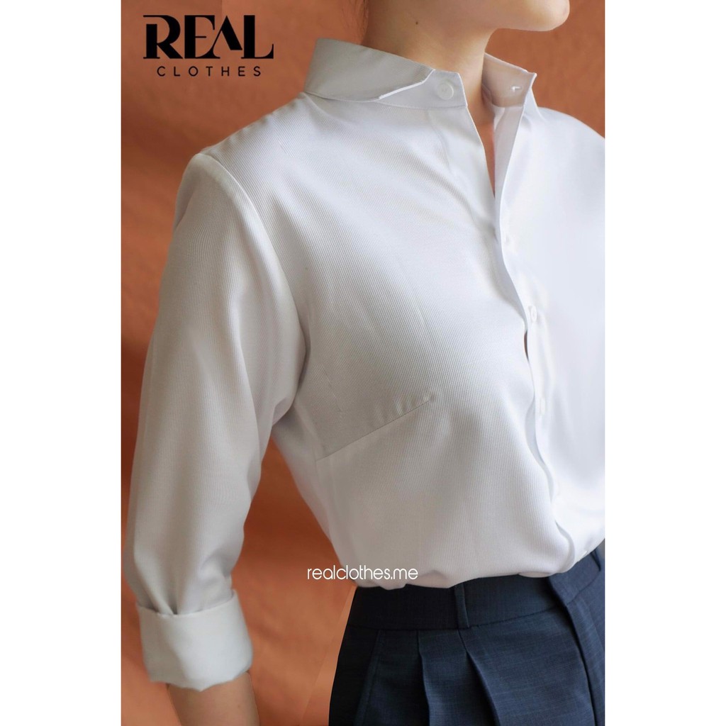 Sơ mi trắng dáng ôm vừa, thiết kế công sở, đủ size, vải cotton