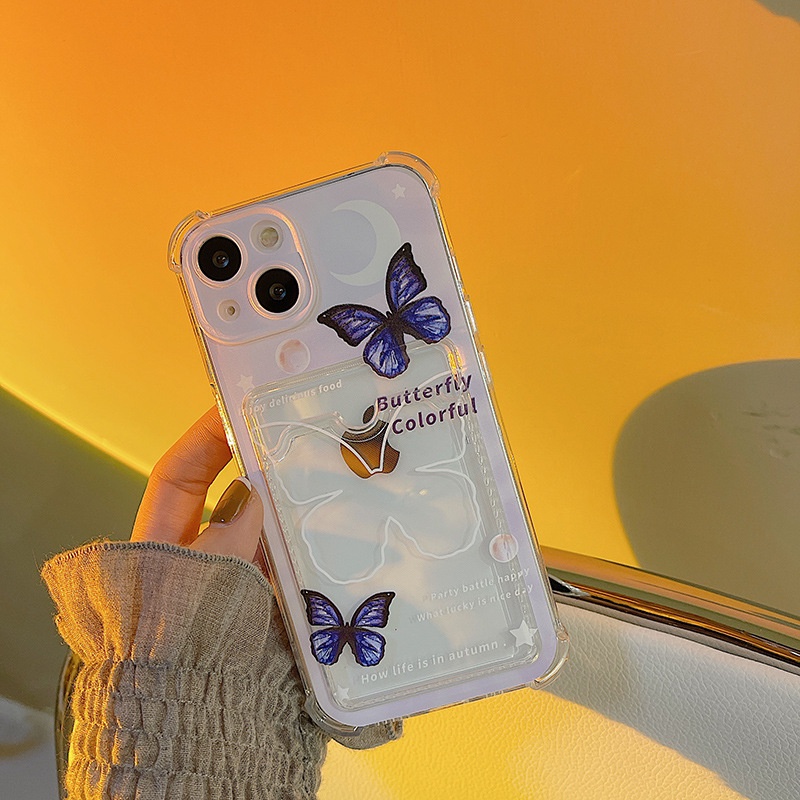 Ốp Điện Thoại Silicon TPU Mềm Trong Suốt Chống Sốc Có Ngăn Đựng Thẻ Cho Iphone 13 Pro Max 12 11 Pro Max Xs X Xr 6s Plus 8 7 Plus Se20