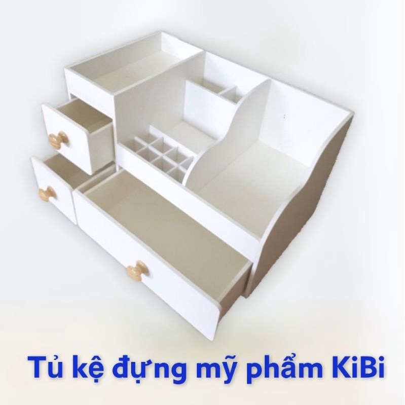 Kệ Đựng Mỹ Phẩm Size 35 trắng núm gỗ chất lượng