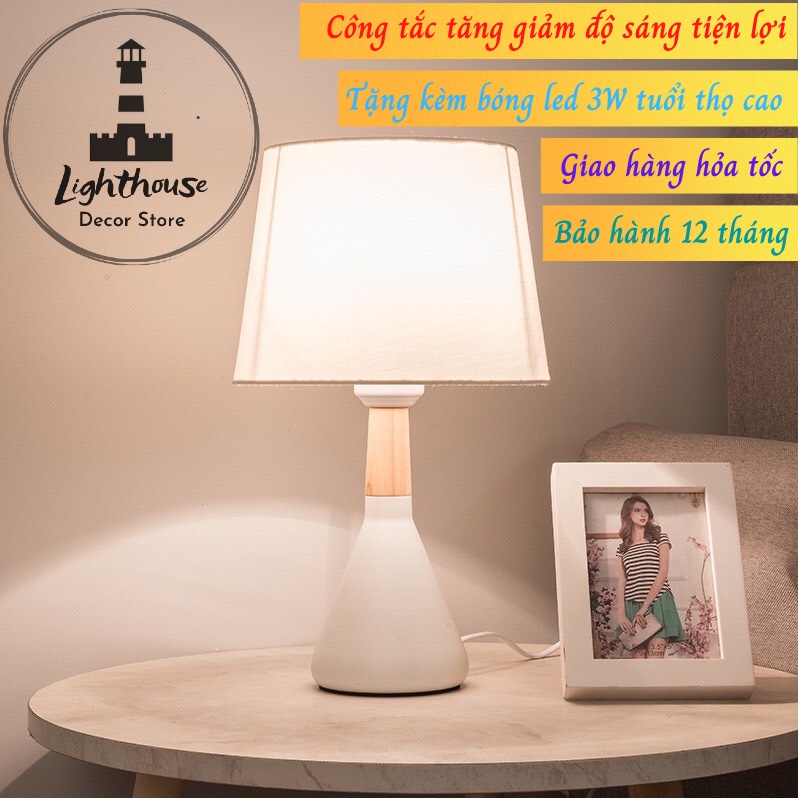 (TĂNG GIẢM ĐỘ SÁNG)- Đèn Để Bàn Phòng Ngủ, đèn ngủ N1810 Phong Cách Bắc Âu Cao Cấp Sang Trọng