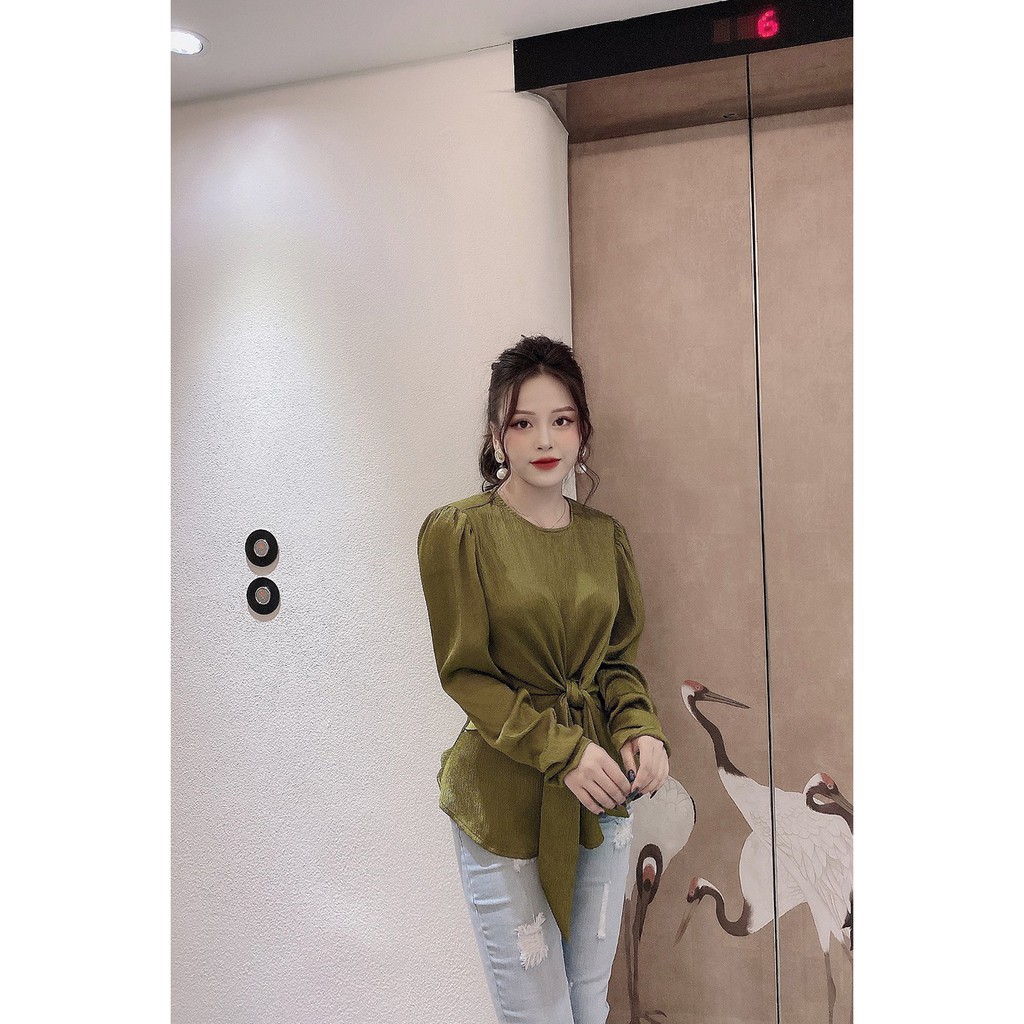 Áo sơ mi nữ tay lửng thắt nơ - 20Again | BigBuy360 - bigbuy360.vn