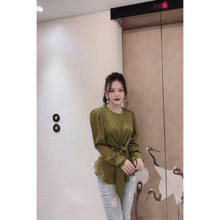 Áo sơ mi nữ tay lửng thắt nơ - 20Again