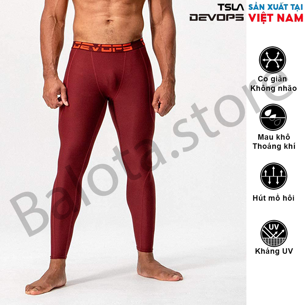 Quần legging nam DEVOPS form ôm người, chất vải co giãn 4 chiều phù hợp với anh em chơi thể thao, gym, chạy bộ, đá banh | BigBuy360 - bigbuy360.vn