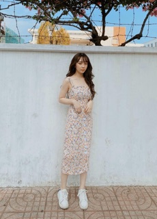Set chân váy hoa + crop 2 dây vintage