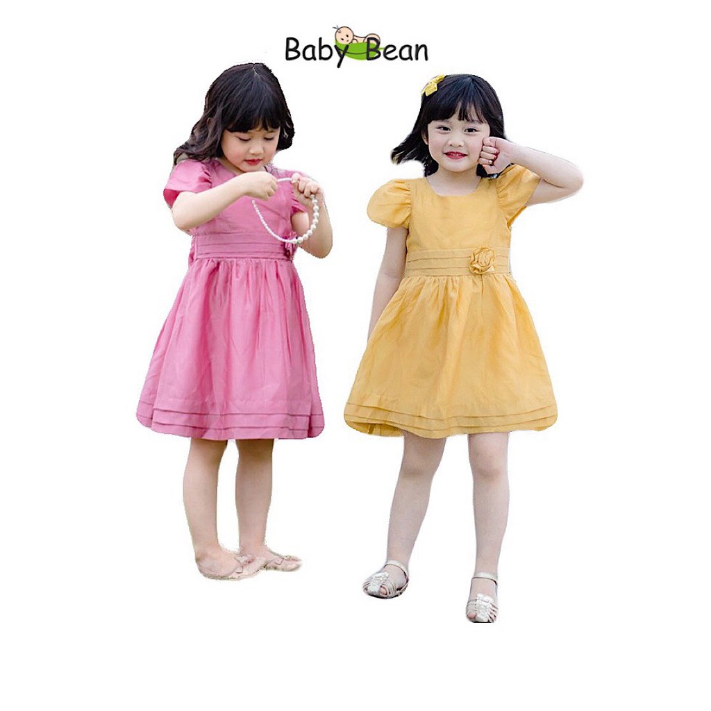 [MÃ THƯƠNG HIỆU UY TÍN Voucher giảm 10%] Đầm Dự Tiệc Cao Cấp Tay Búp Sen Đính Hoa Hồng bé gái BabyBean